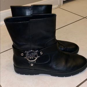 Michael Kors black leather motorcycle boots